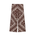 Pantalon large marron avec imprimés paisley blancs et cordon de serrage pour les vacances - XS / Pantalon à Imprimé Paisley Marron
