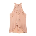 Top halter sin mangas en gasa color albaricoque con volantes en capas elegantes - XS / Rosa