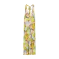 Halter-Midikleid mit tiefem V-Ausschnitt, abstraktem Aquarellprint und weichem Netzstoff - XS / Bedruckt
