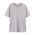 T-shirt classique gris à col rond et manches courtes avec texture en maille douce - XS / Gris Chiné