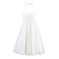 Elegant white halter neck lace dress with floral crochet texture and A-line silhouette - XS / White
