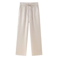 Pantalon large plissé pour femme en beige abricot avec taille élastique à cordon et tissu plissé - S / Bottoms / Abricot