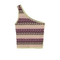Top de punto con ondas geométricas rosa y verde y diseño asimétrico de un solo hombro - S / Arcoíris