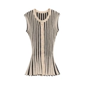 Women's knit striped vest top with a round neck and single-breasted button detail - S / Black and White Striped - Vest