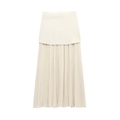 Eleganter beigefarbener Faltenrock aus Strick für Damen im A-Linien-Design für den Sommer - S / Weißer Rock
