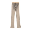 Women's chic striped knit flared pants in apricot and black with elastic waistband - S / Apricot Black Striped - Casual Pants
