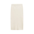 Conjunto elegante de top de punto sin mangas y falda midi blanco crema con cinturón - S / Falda Midi de Punto con Abertura Frontal
