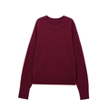 Maglione in maglia bordeaux scuro da donna con girocollo e dettagli a costine sui polsi - S / Rosso Scuro