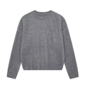 Maglione in maglia grigio con scollo a girocollo e bordi a costine elasticizzate - S / Grigio