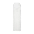 Close-up of white floral lace maxi skirt with high-waisted cut and delicate texture - S / Bottoms / White