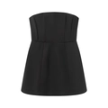 Minimalistische zwarte strapless mini-jurk met getailleerde taille en structuurnaden - S / Tops / Zwart