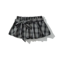Zwart-wit geruite minirok met elastische taille en strikje als detail - S / Skirts