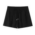 Casual zwarte korte broek van linnenmix met elastische taille en verstelbaar koord - XS / Zwart