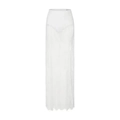 Elegante witte kanten maxi-rok met hoge taille en fijne mesh met kanten details - S / Skirts / Wit