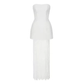 Abito lungo bianco senza spalline con vita aderente e gonna in pizzo raffinato - S / Top E Pantaloni / Bianco