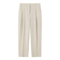 Damenhose aus Leinenmischung mit weitem Bein und hoher Taille in elegantem Beige - XS / Beige Hose