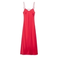 Elegante abito sottoveste in raso rosso con scollo a V e finitura setosa liscia - Rosso