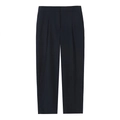 Damen Leinenmischhose mit hoher Taille in Dunkelblau, mit Falten und Seitentaschen - XS / Dunkelblaue Hose