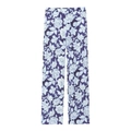 Dunkelviolette High-Waist-Hose mit weitem Bein und elegantem blauem Blumenmuster - XS / Einzelne Hose