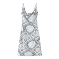 Zomerse paisley print cami-jurk voor dames met witte basis en een elegante gedrapeerde hals - S / Wit Met Zwarte Bloemen