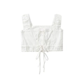 Weißes Cropped-Camisole mit Plissee-Trägern und Schleifen, Boutique-Set Frühjahr 2025 - S / Tops