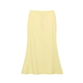 Vista detallada de una falda midi amarillo claro de talle alto con corte evasé suave - S / Skirts