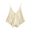 Vue détaillée du top caraco en satin champagne avec plis délicats et finition brillante - Light jaune