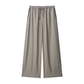 Women minimalist grey wide leg casual trousers with drawstring waist and side stripes - XS / Pants