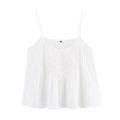Weiße Baumwoll-Camisole mit feiner Spitzenstickerei und verstellbaren Spaghettiträgern - XS / Weiß