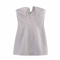 Zilvergrijze strapless mini-jurk met kristallen diepe V-hals en satijnen afwerking - S / Spacegrijs