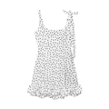 Mini abito estivo a pois con spallina a fiocco e orlo a balze in bianco e nero chic - XS / Pois Bianchi