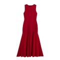 Élégante robe en maille rouge sans manches avec une jupe sirène plissée sophistiquée - S / Rouge