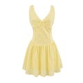 Robe jaune sans manches en broderie anglaise avec décolleté en V et bords festonnés - S / Light jaune