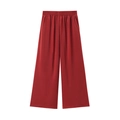 Pantaloni a gamba larga da donna rosso vino con vita alta elastica e tessuto fluido - XS / Rosso