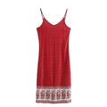 Rotes Vintage-Sommerkleid mit weißem Blumensaum und schmalen Trägern für Damen - S / Rot