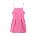 Hot pink mini sundress with thin straps and pleated hem for 2025 spring fashion - XS / Pink