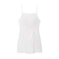 Minimalist white pleated mini slip dress with spaghetti straps and square neckline - XS / White