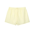 Women's light yellow and white striped casual cotton shorts with elastic waistband - Yellow Shorts