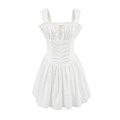 Détail de la robe blanche sans manches montrant le nœud et le bustier à volants - S / Blanc