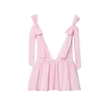 Top in popeline rosa con spalline a fiocco grandi e orlo a balze stile peplo - XS / Rosa