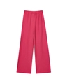 Women's rose red wide-leg casual pants with textured waffle fabric and elastic waist - XS / Magenta Pants