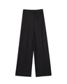 Women's casual high-waisted black wide-leg trousers with elastic waistband and textured fabric - XS / Bottoms / Black