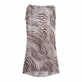 Brown zebra print high waist midi skirt with drawstring sides and asymmetrical hem - S / Skirts
