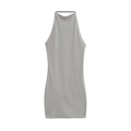 Mini abito grigio chiaro attillato con scollo all'americana e tessuto morbido elastico - S / Grigio Argento