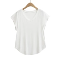 T-shirt bianca da donna con scollo a V, vestibilità ampia e orlo curvo su gruccia - S / Bianco