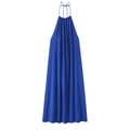 Elegantes königsblaues Midikleid mit Neckholder und plissierter A-Linie für den Sommer - XS / Blau