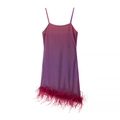 Lila Farbverlauf Slip-Kleid mit Glitzerstoff und Federbesatz für die Party - S / Lila Verlauf