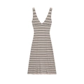 Sleeveless striped knit maxi dress with a deep V-neckline in cream and black - S / Black & White Stripes