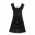 Elegantes schwarzes ärmelloses Chiffon-Minikleid mit Rüschen und Rückenschnürung - S / Schwarz