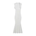 Elegant white sleeveless mermaid maxi dress with a square neckline and slim fit silhouette - S / White